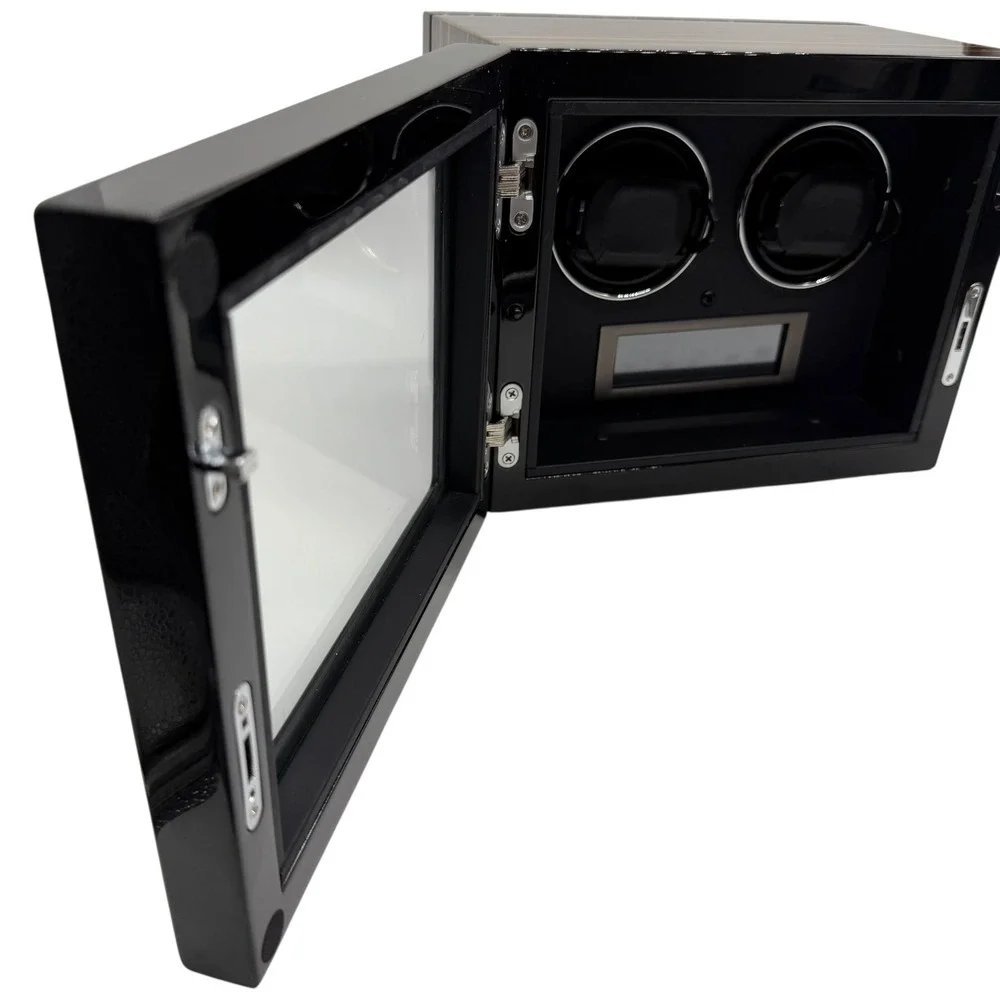 Dual‎ Automatic Watch Winder Box Wood Grain Digital LCD Touch Control Working